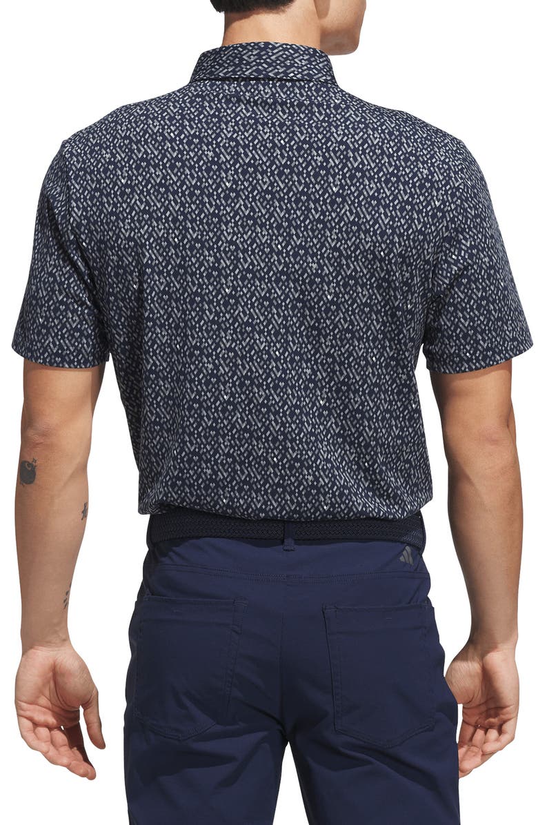 adidas Golf Micro Geometric Polo, Alternate, color, Collegiate Navy/ Grey Heather