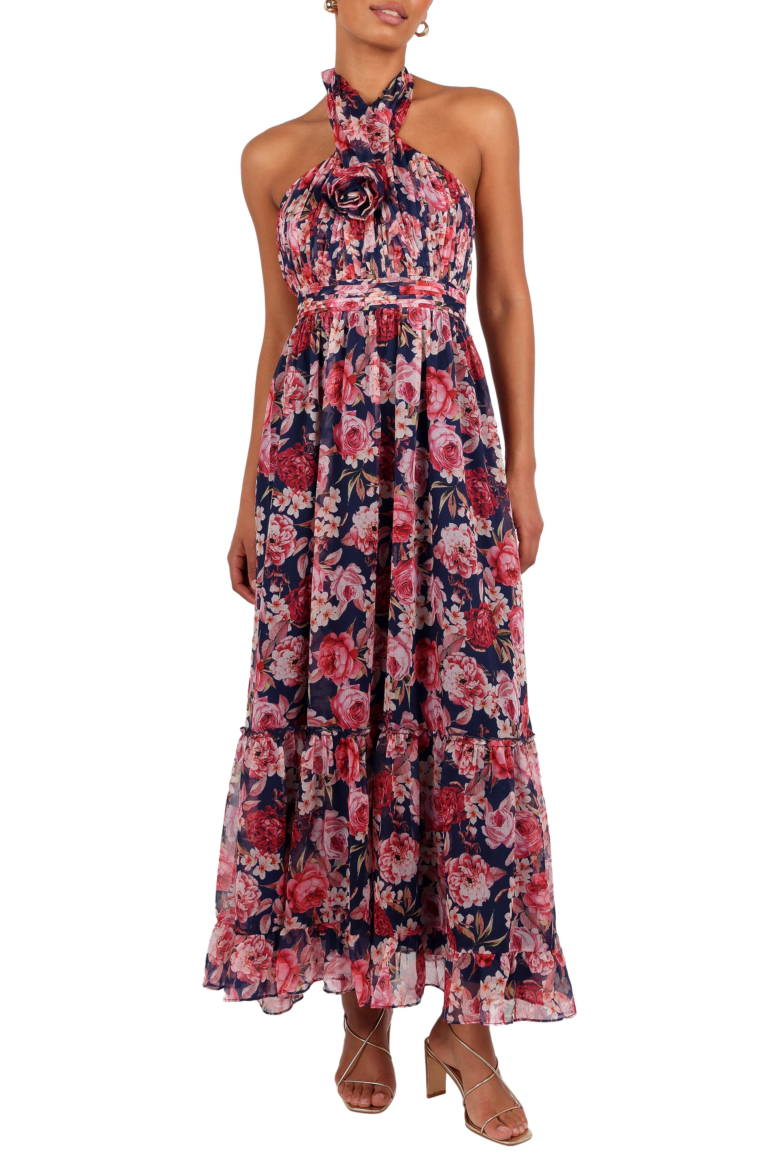 Petal & Pup Lennon Floral Halter Neck Maxi Dress