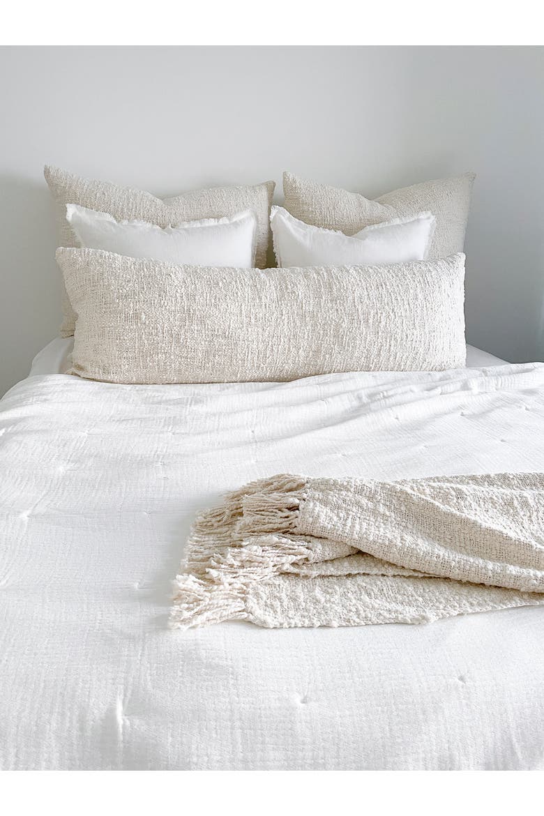 Cozy Cotton Boucle Body Pillow with Down Alternative Insert, Alternate, color, White