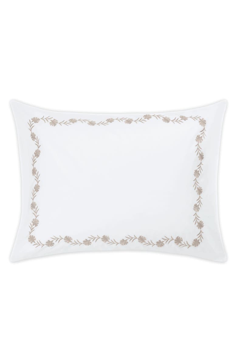 Matouk Daphne Floral Embroidered Sham, Main, color, Dune