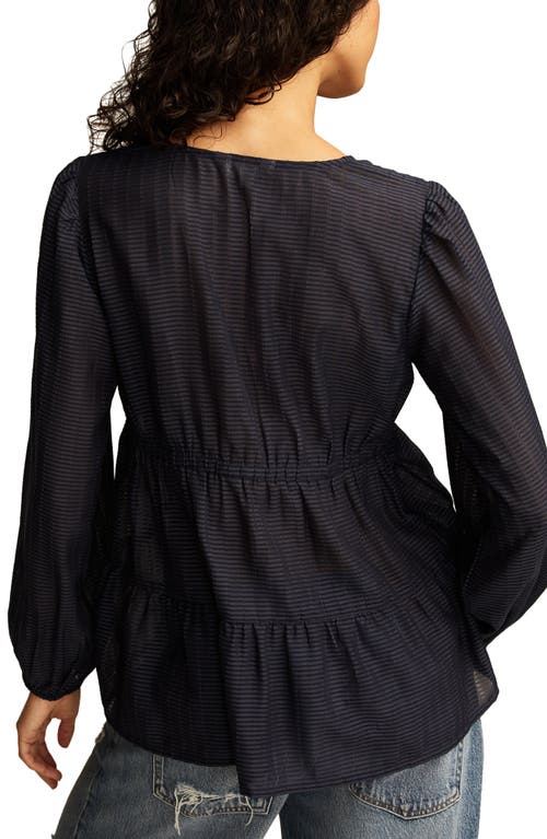 Shop Lucky Brand Stripe Surplice Neck Tiered Top In Mood Indigo