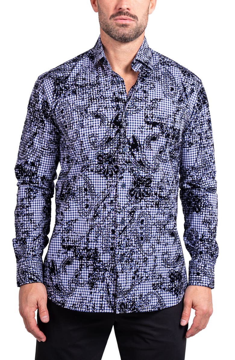 Maceoo Fibonacci Ascension Contemporary Fit Button-Up Shirt, Main, color, Blue