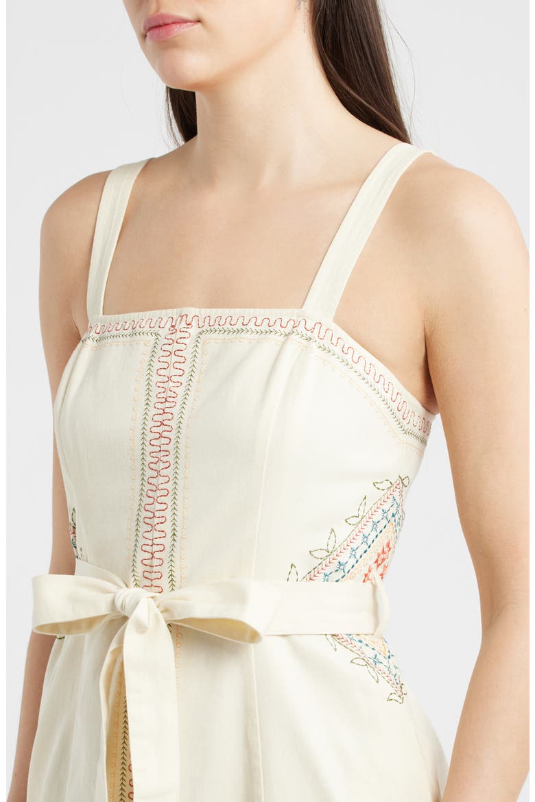 Caracola Embroidered Detail Cotton Minidress, Alternate, color, CREAM MULTI