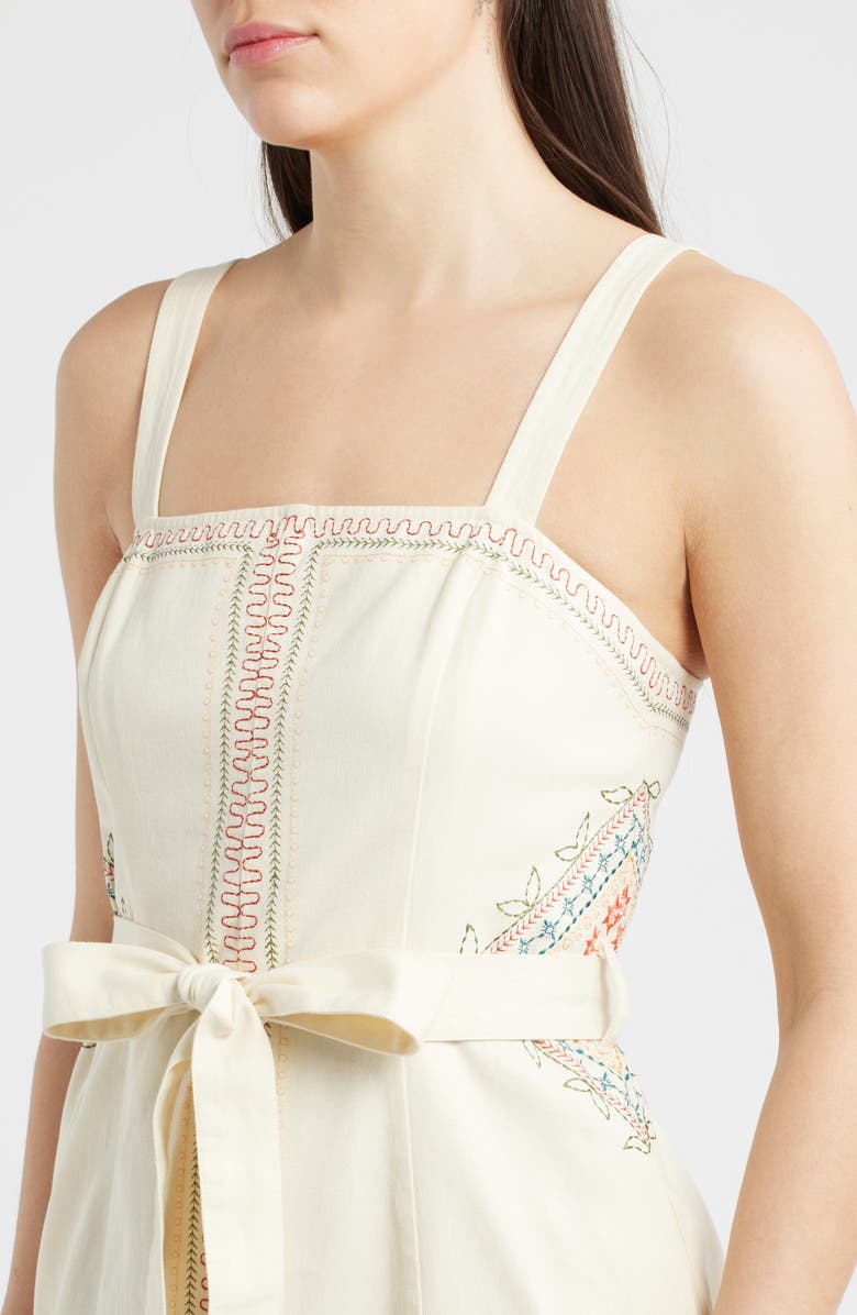 CIEBON Caracola Embroidered Detail Cotton Minidress, Alternate, color, Cream Multi