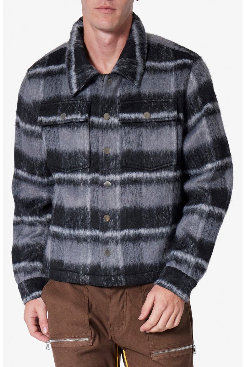 Textured Stripe Shirt Jacket, Main, color, BLACK/ GREY