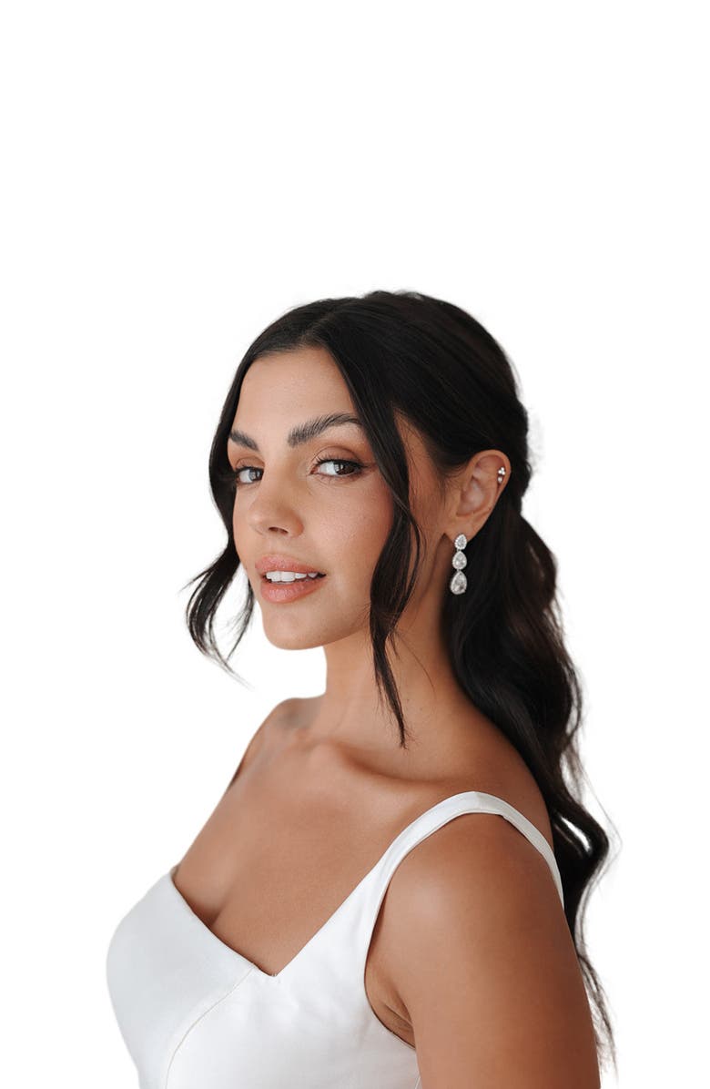 Untamed Petals Dynasty Crystal Drop Earrings, Alternate, color, Silver