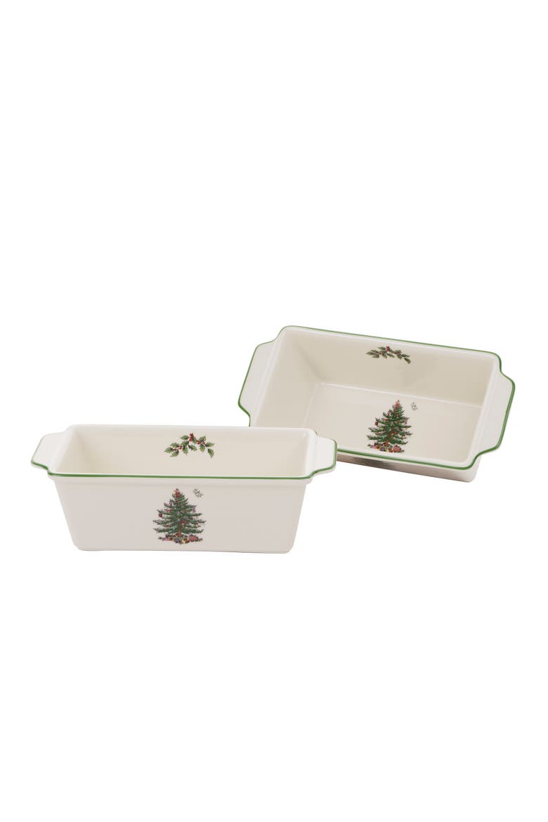 Christmas Tree 2 Piece Loaf Pan Set, 7.75"x3.5", Main, color, Green