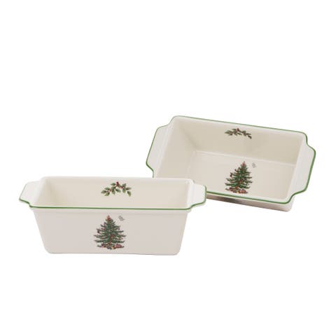 Christmas Tree 2 Piece Loaf Pan Set, 7.75"x3.5"