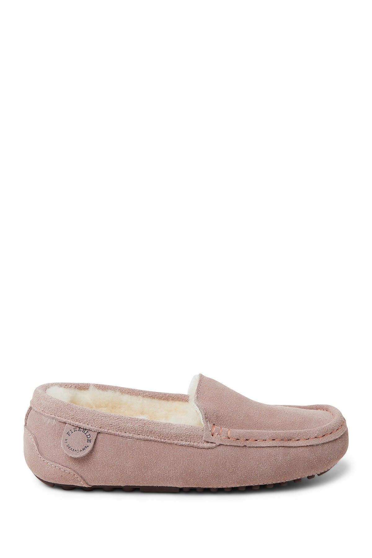 Fireside Mel Genuine Shearling Moccasin Slippers, Alternate, color, DUSTY PINK
