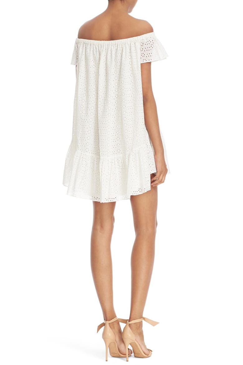 'Pippa' Off the Shoulder Eyelet Dress, Alternate, color, WHITE