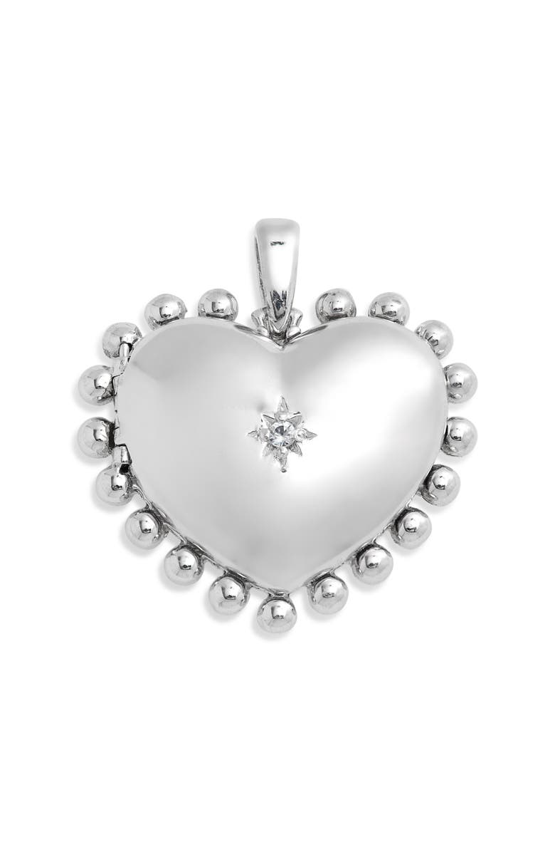 Anzie Dew Drop Heart Locket, Main, color, Clear