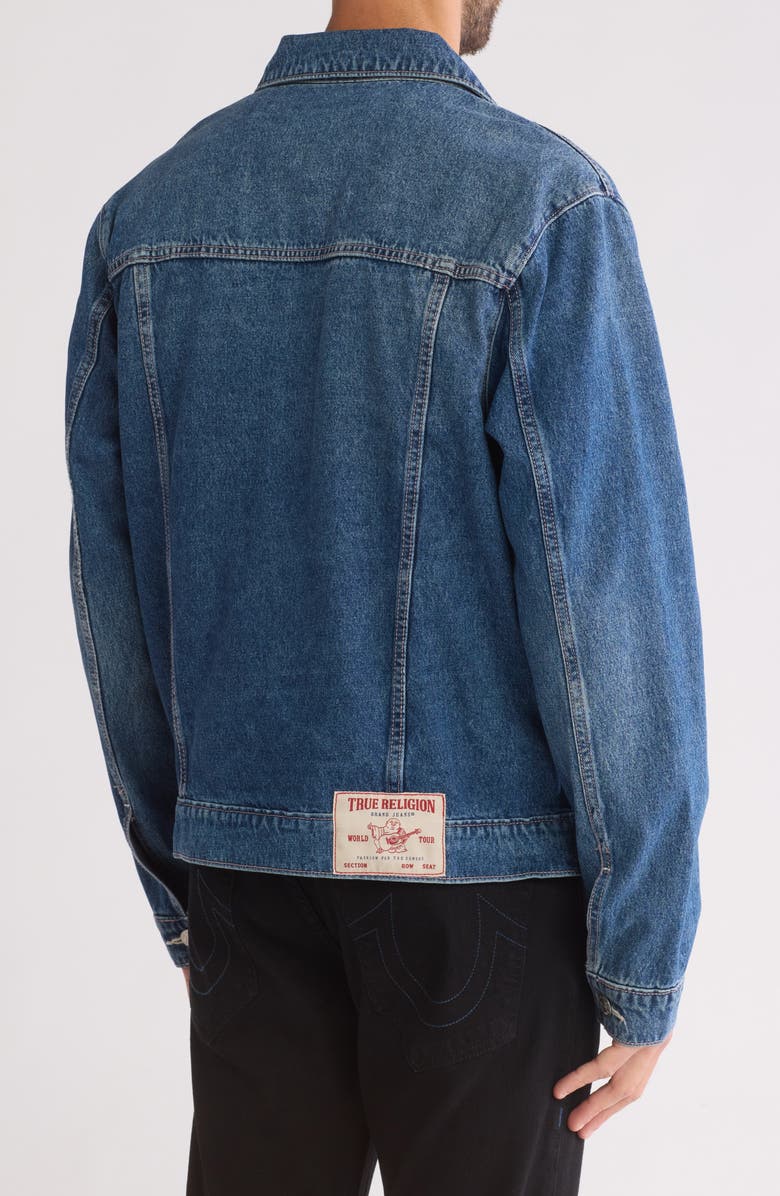 True Religion Jesse Single Needle Denim Trucker Jacket, Alternate, color, Medium Wintry Wash