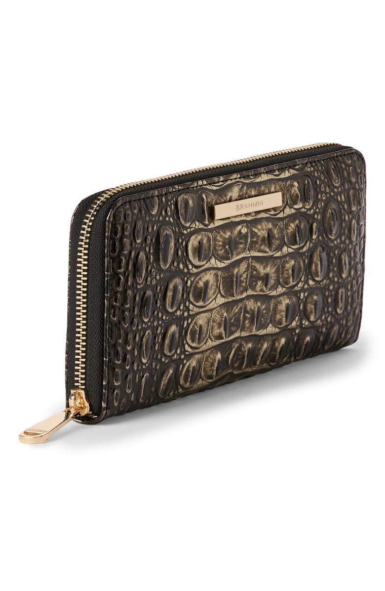 Brahmin Suri Croc Embossed Leather Zip Wallet, Alternate, color, 