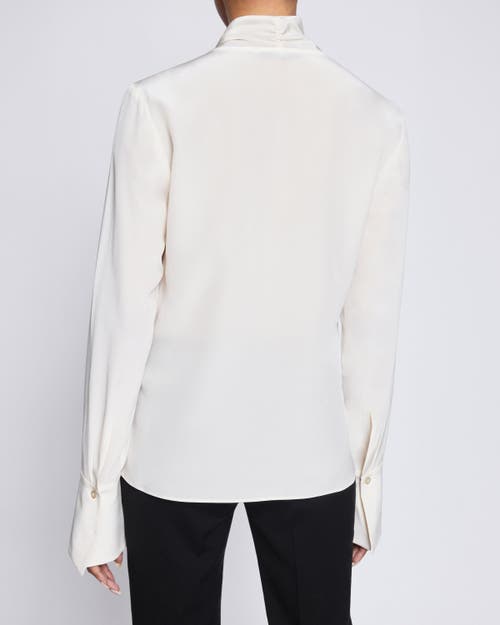 Santorelli Amanda Tie-neck Silk Chiffon Blouse In Beige