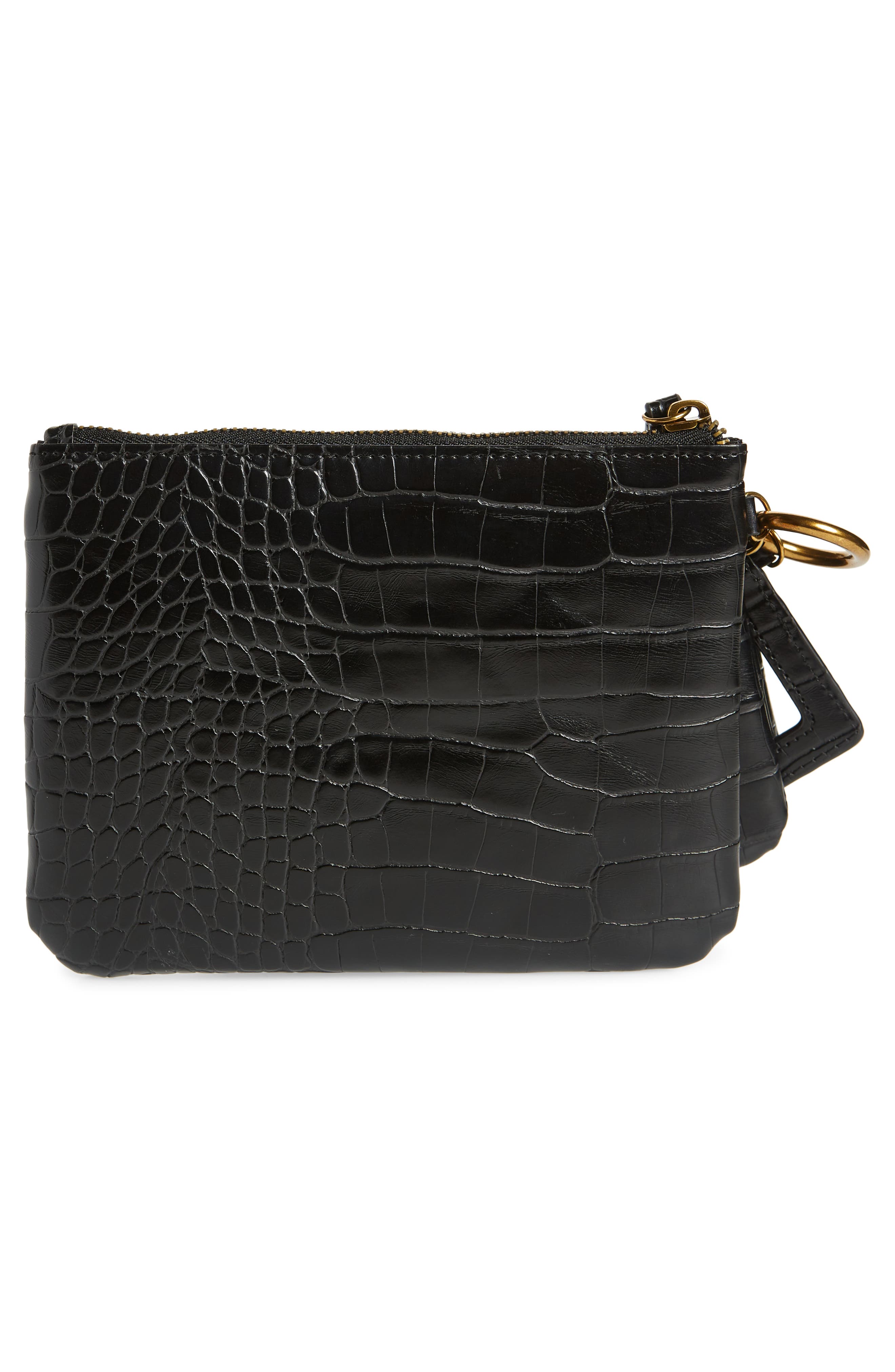 Faux Leather Card Case & Two Pouches Set, Alternate, color, BLACK