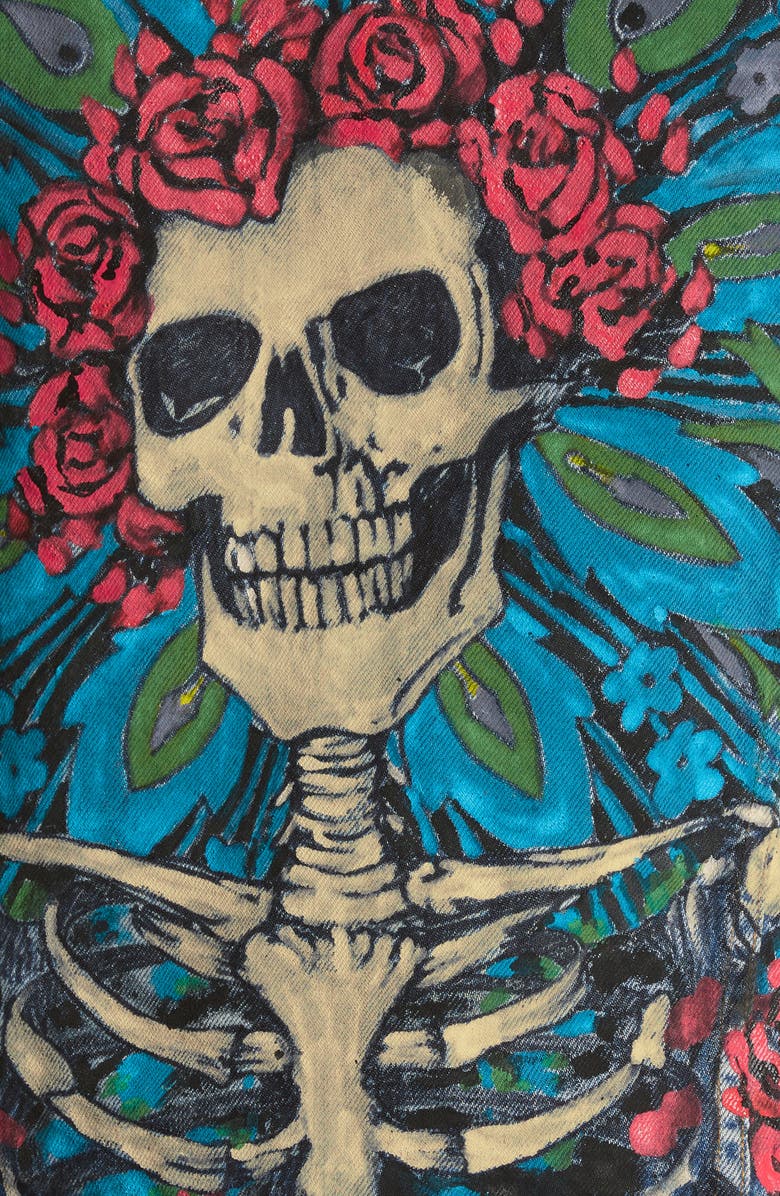 AMIRI Grateful Dead Skull & Roses Denim Trucker Jacket, Alternate, color, 