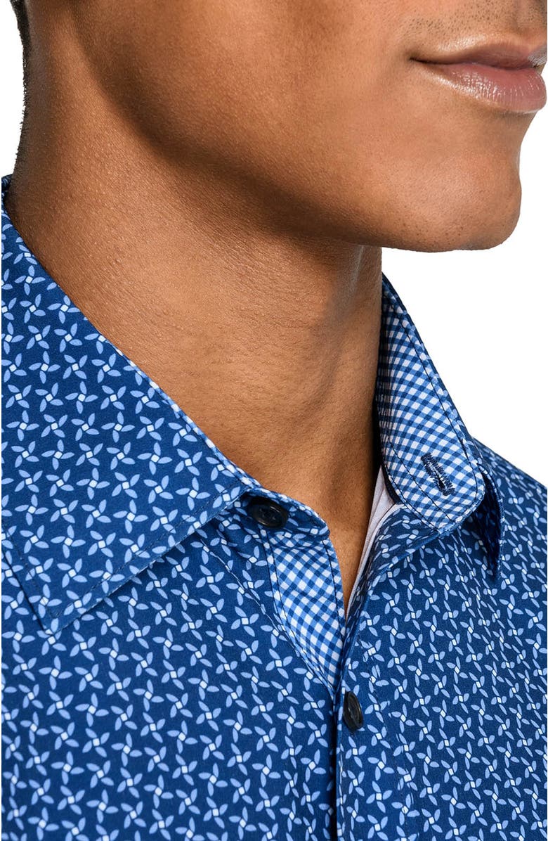 CONSTRUCT Slim Fit Pinwheel Floral Performance Long Sleeve Shirt, Alternate, color, Navy