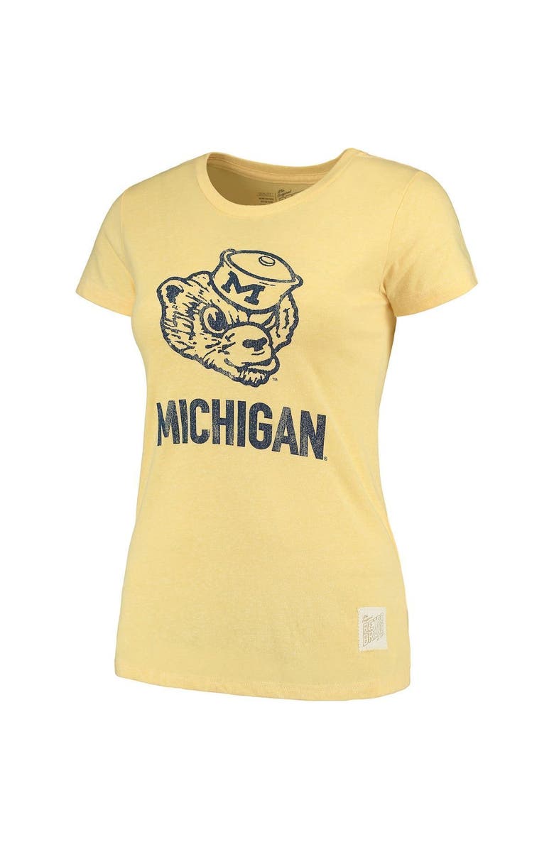 Retro Brand Women's Original Retro Brand Yellow Michigan Wolverines Tri-Blend Crew Neck T-Shirt, Alternate, color, 