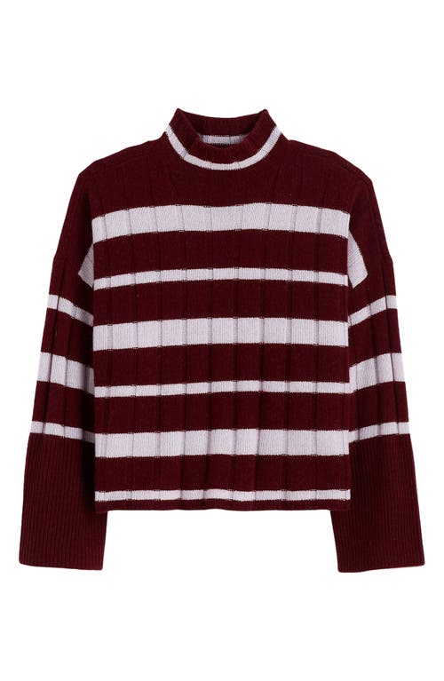 MADEWELL MADEWELL STRIPE RIB CASHMERE & WOOL BLEND FUNNEL NECK SWEATER 