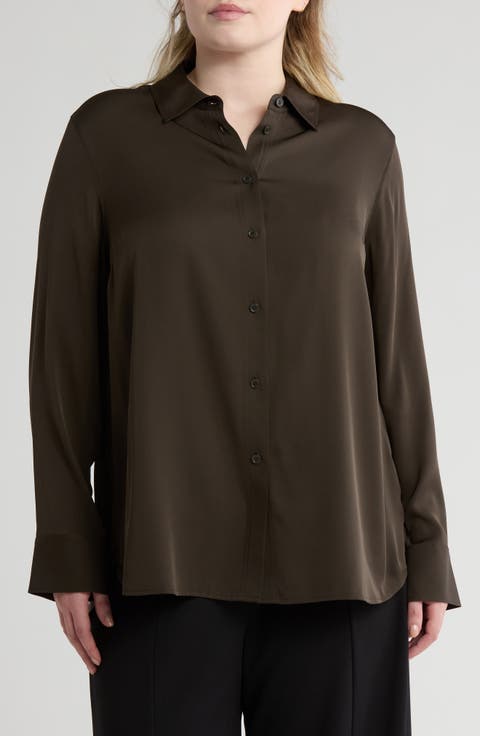 Slim Fitted Button Front Blouse