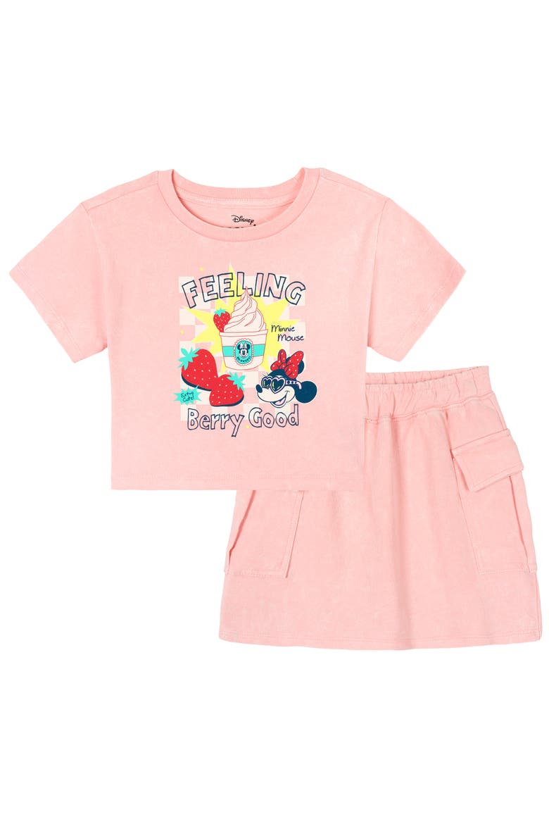 Minnie Mouse 2-Piece Mineral Wash Tee and Skort Set, Main, color, Pink Mineral Minnie