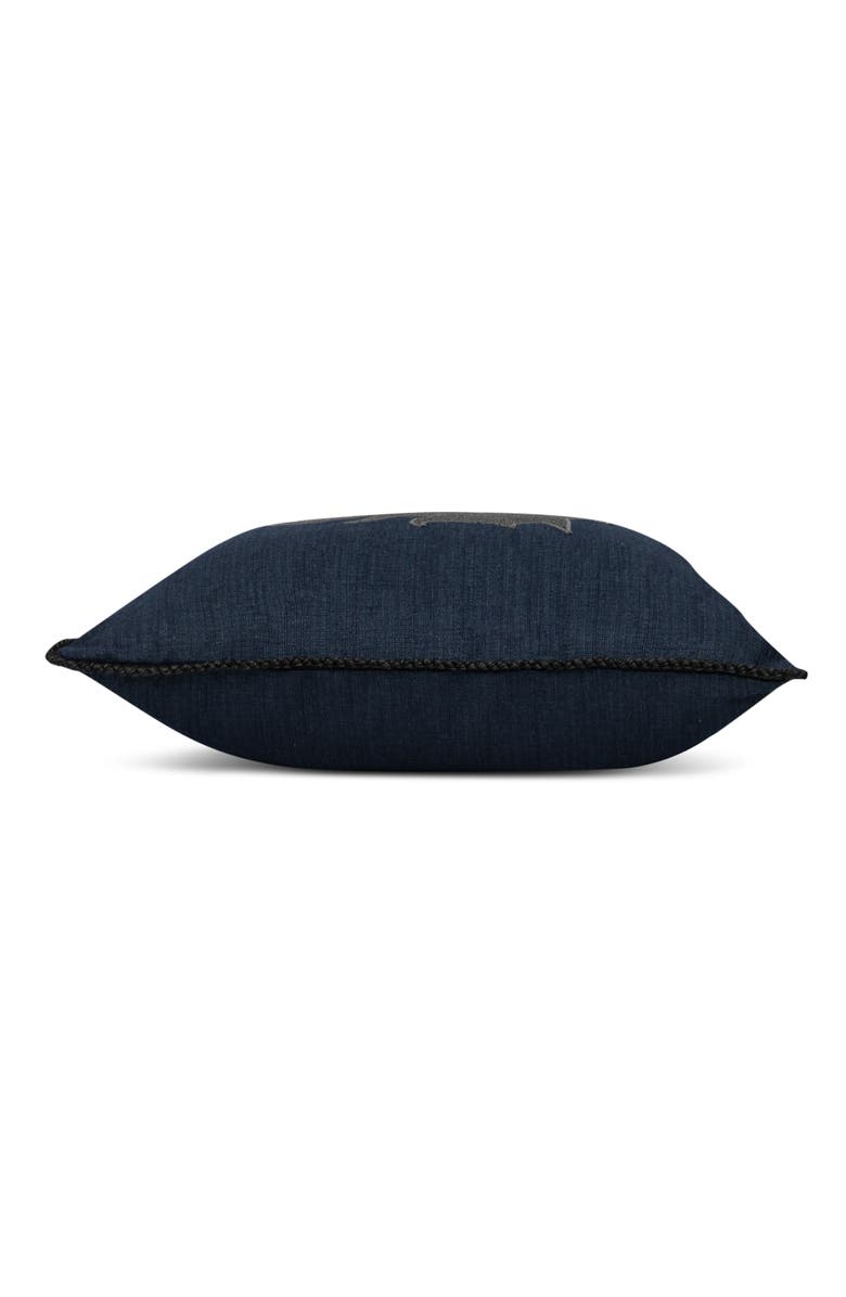 Elaine Smith Black Beauty Handmade Velvet Embroidered Applique Indoor & Outdoor Accent Pillow, Alternate, color, Denim