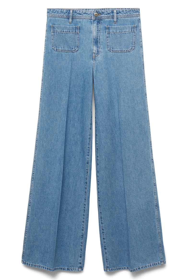 Patch Pocket High Waist Wide Leg Jeans, Alternate, color, MEDIUM BLUE