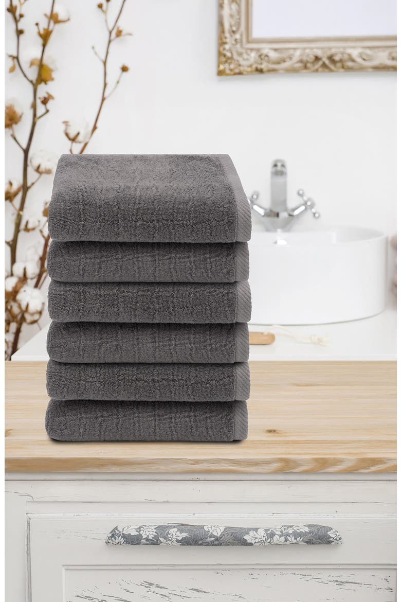 6-Pack Ediree Cotton Hand Towel Set, Alternate, color, CHARCOAL