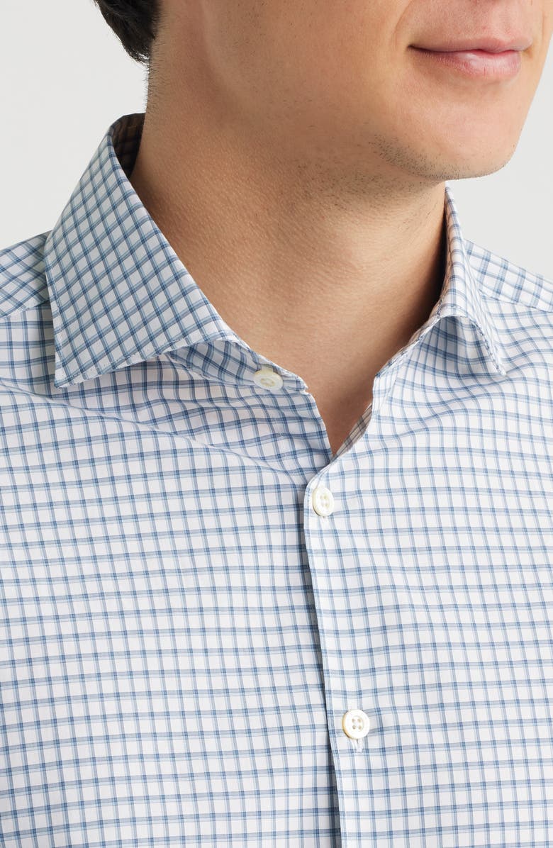 Canali Regular Fit Windowpane Cotton Button-Up Shirt, Alternate, color, Light Blue