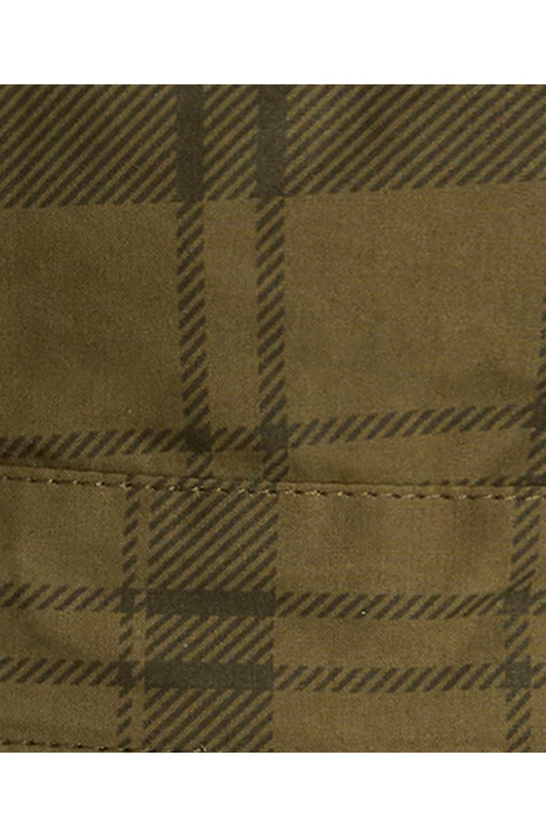 Barbour Transport Tartan Showerproof Waxed Cotton Bucket Hat, Alternate, color, Dusky Green Tartan