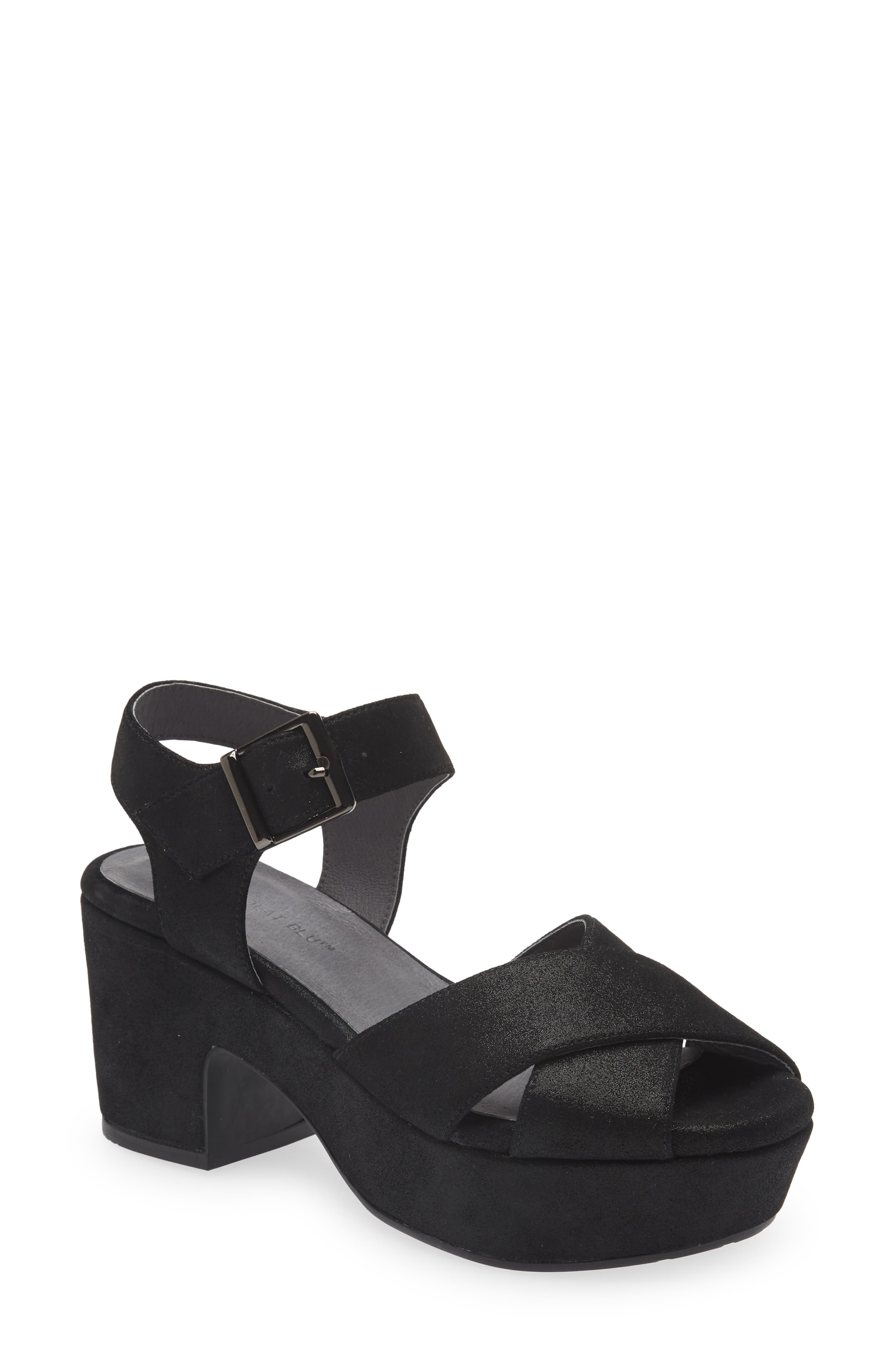 Chocolat Blu Ginny Ankle Strap Platform Sandal, Main, color, Black Shimmer