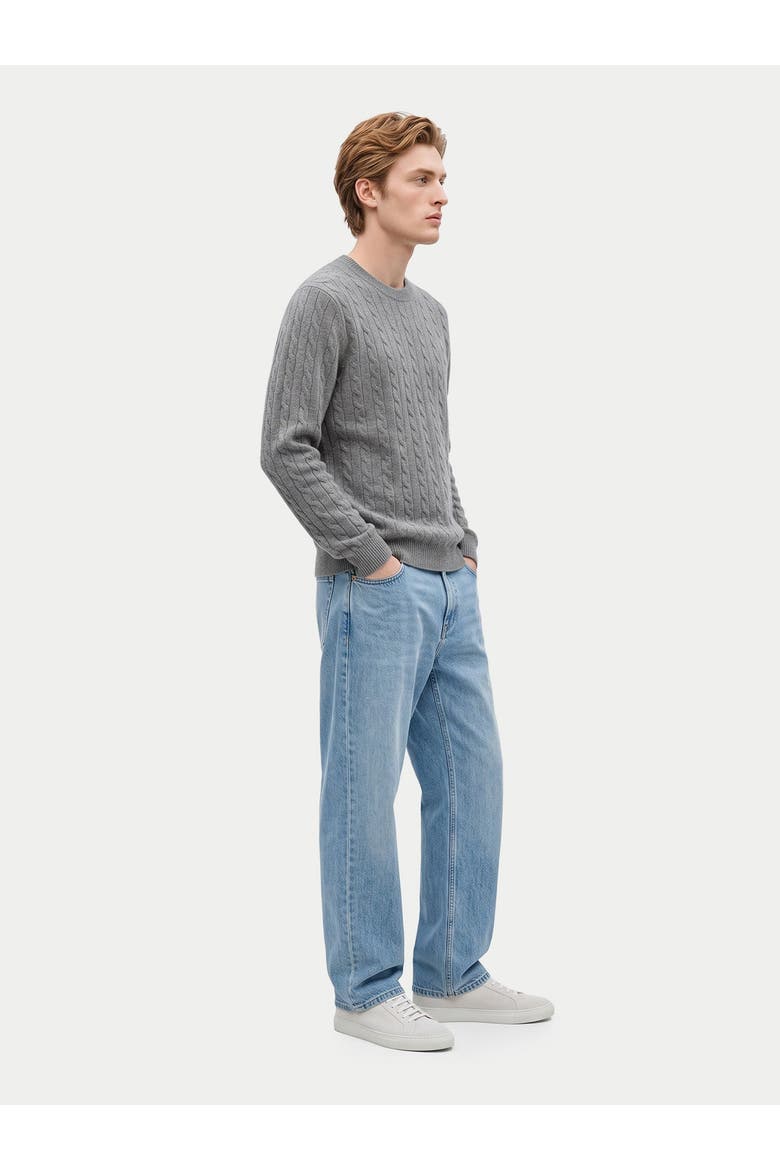 Cashmere Cable-knit Crewneck Sweater, Alternate, color, dim gray