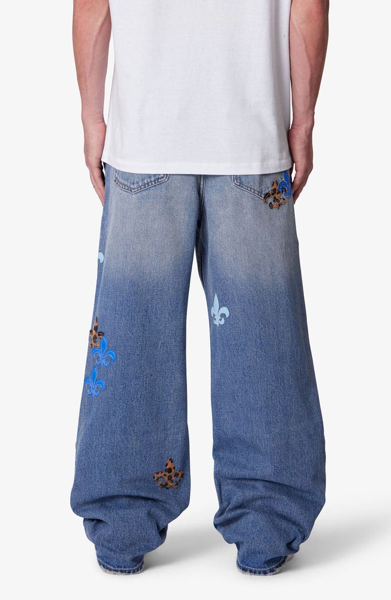 mnml Embroidered Fleurs de Lis Ultra Baggy Jeans, Alternate, color, 