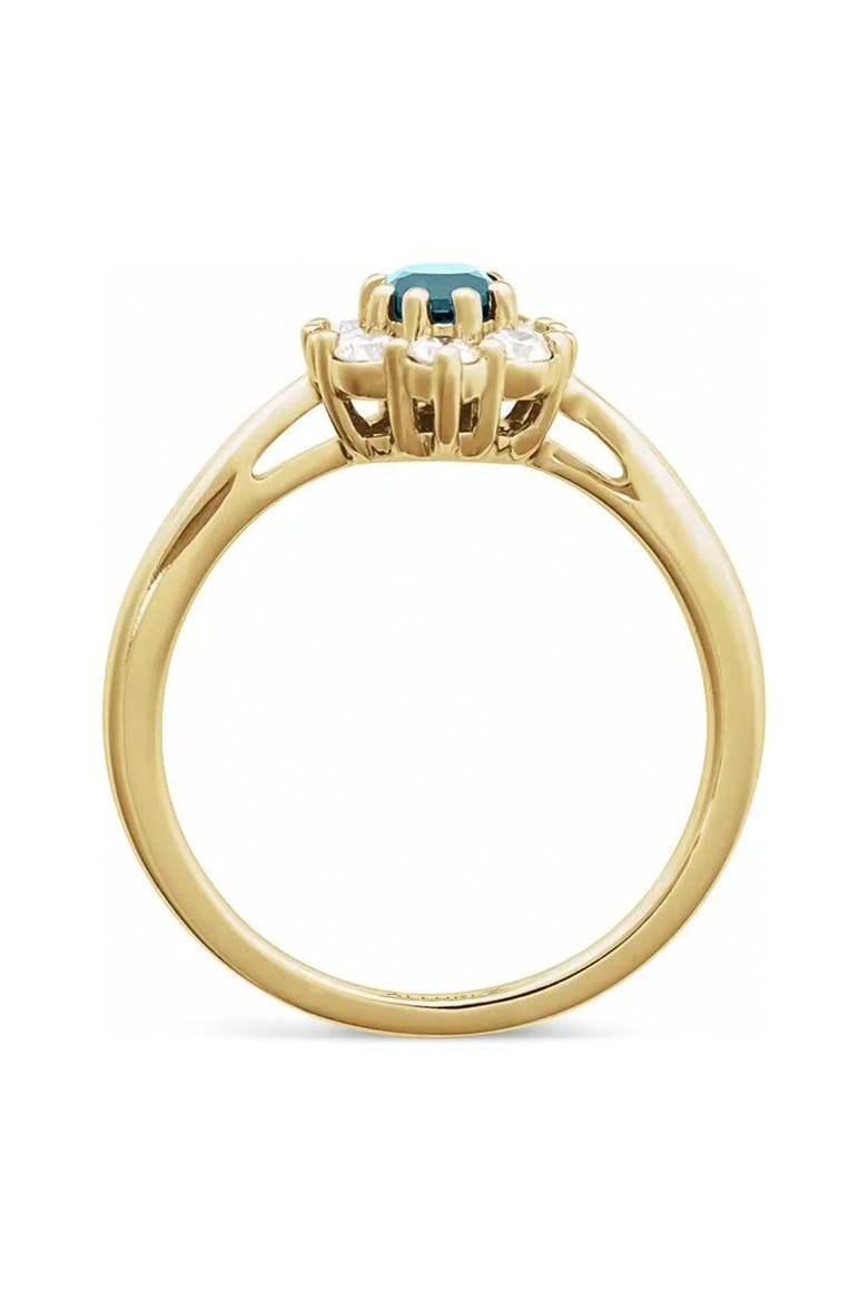 Oval Lab Aquamarine & Diamond Halo Ring 14K, Alternate, color, 0.80ct/Yellow Gold