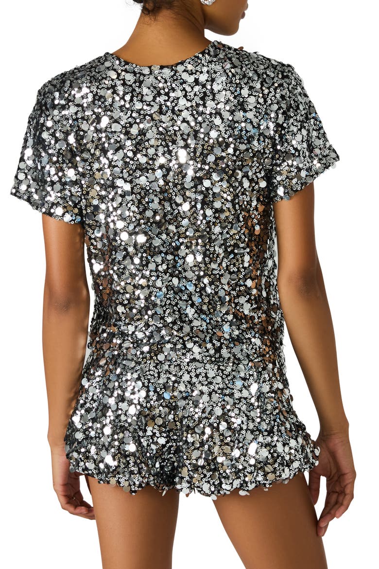 Cressa Sequin & Paillette Crop Top, Alternate, color, SILVER