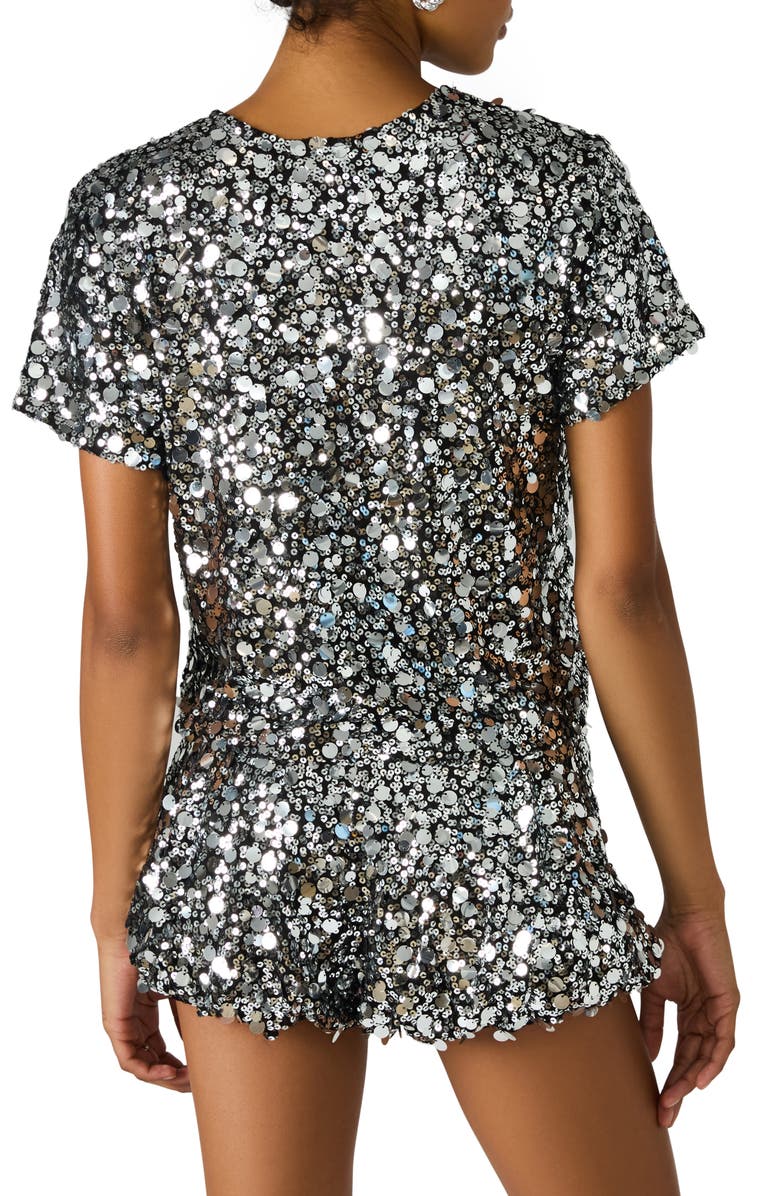 Steve Madden Cressa Sequin & Paillette Crop Top, Alternate, color, Silver