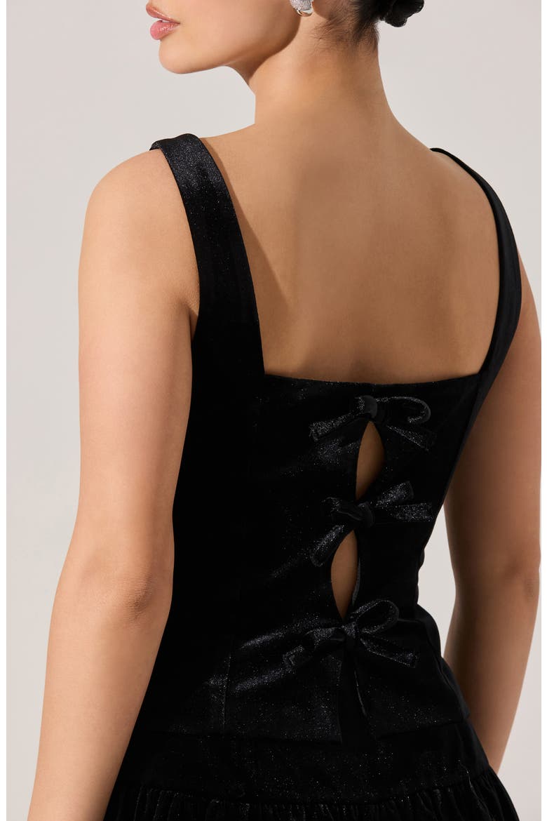 Jinnie Sparkle Velvet Bow Back Top, Alternate, color, BLACK