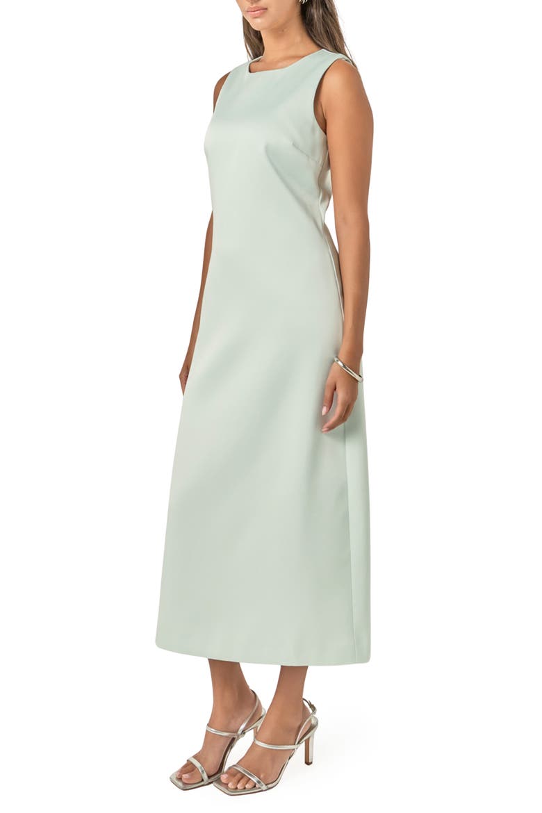 Sleeveless Satin Midi Dress, Alternate, color, MINT