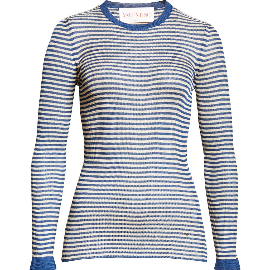 Valentino Long-sleeved Sweater In Blue Multi