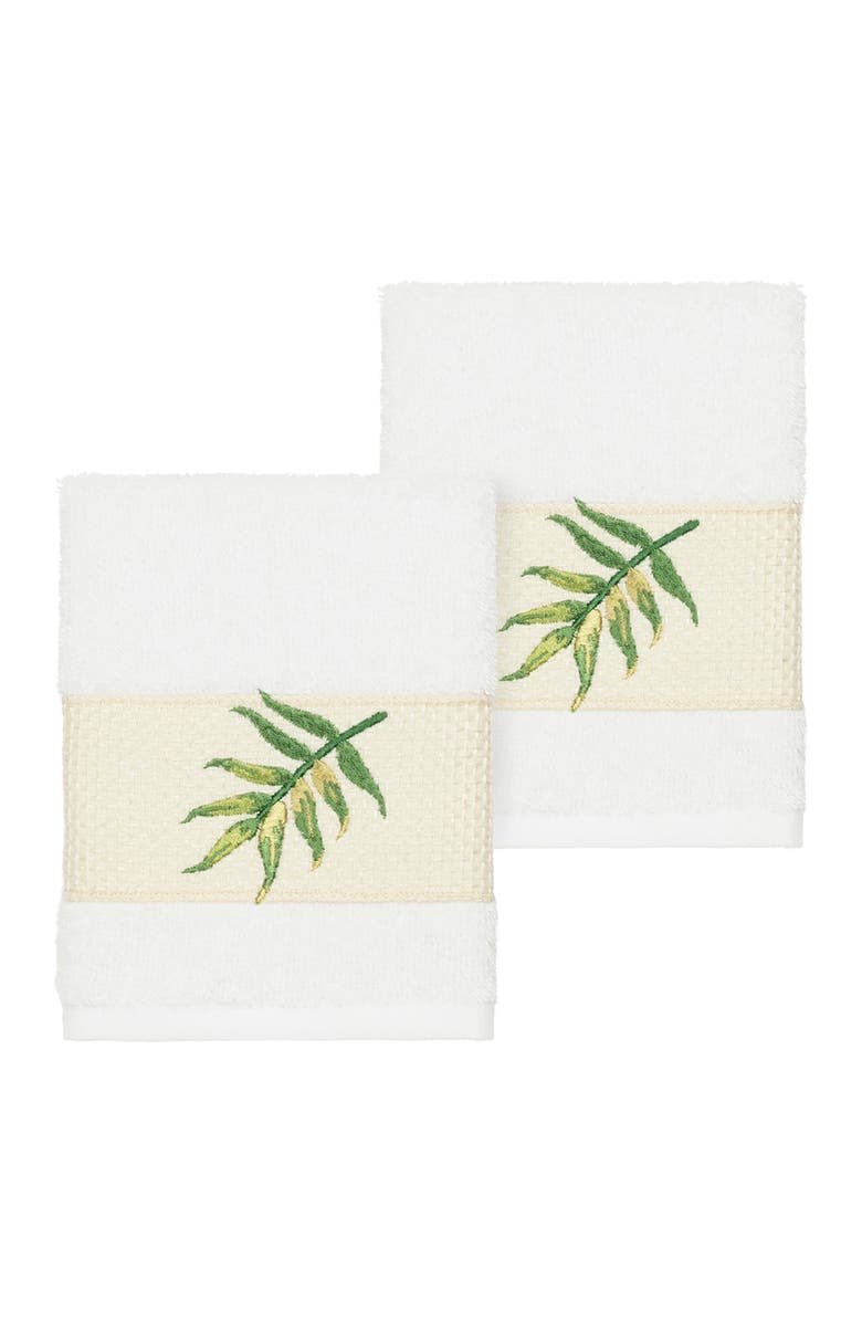 Linum Home Textiles Zoe Embellished Washcloth - Set of 2 - White, Main, color, White