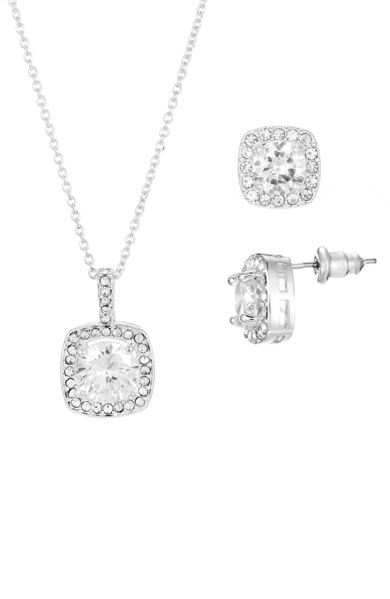 Danecraft CZ Pendant Necklace & Earrings Set, Alternate, color, 