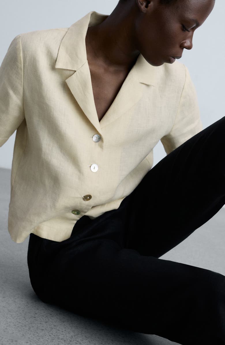 MANGO Linen Straight Leg Crop Pants, Alternate, color,