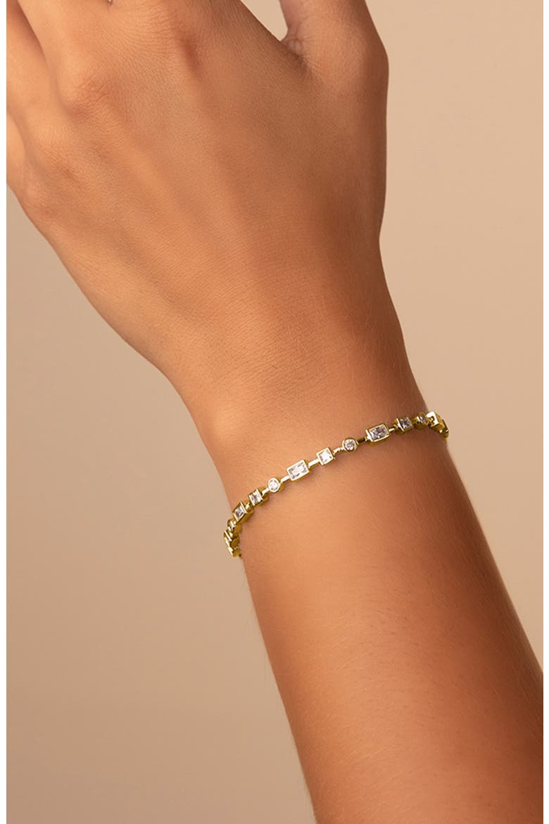 Camden Staggered Cubic Zirconia Tennis Bracelet, Alternate, color, GOLD