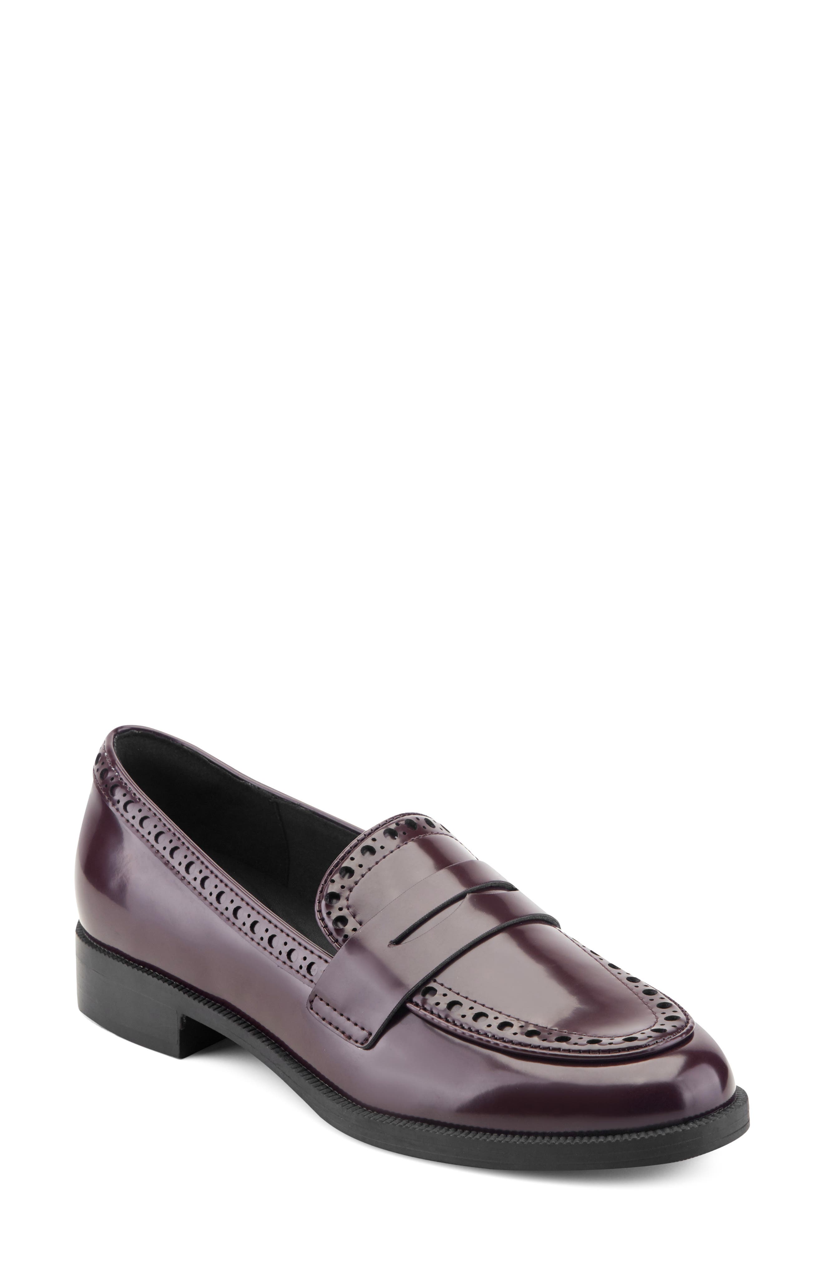 Vianna Faux Leather Loafer, Main, color, DARK BLACK CHERRY