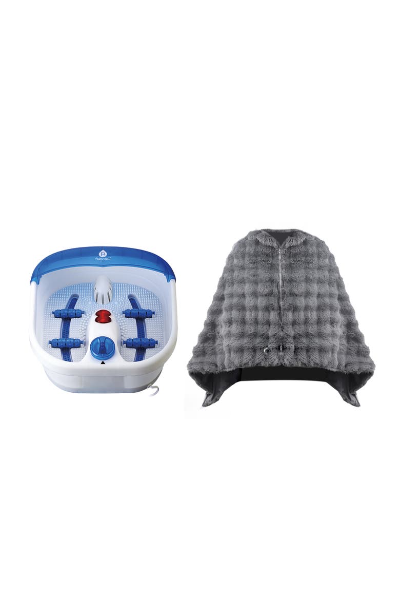 PURSONIC Electric Heated Poncho Shawl & Heated Vibrating Foot Spa Set, Main, color, Multicolor