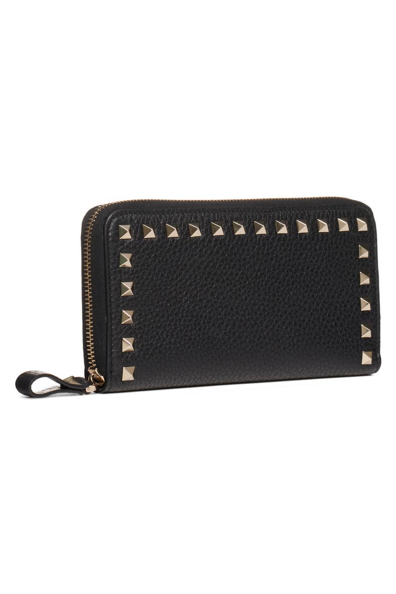 Rockstud Continental Leather Wallet, Alternate, color, NERO