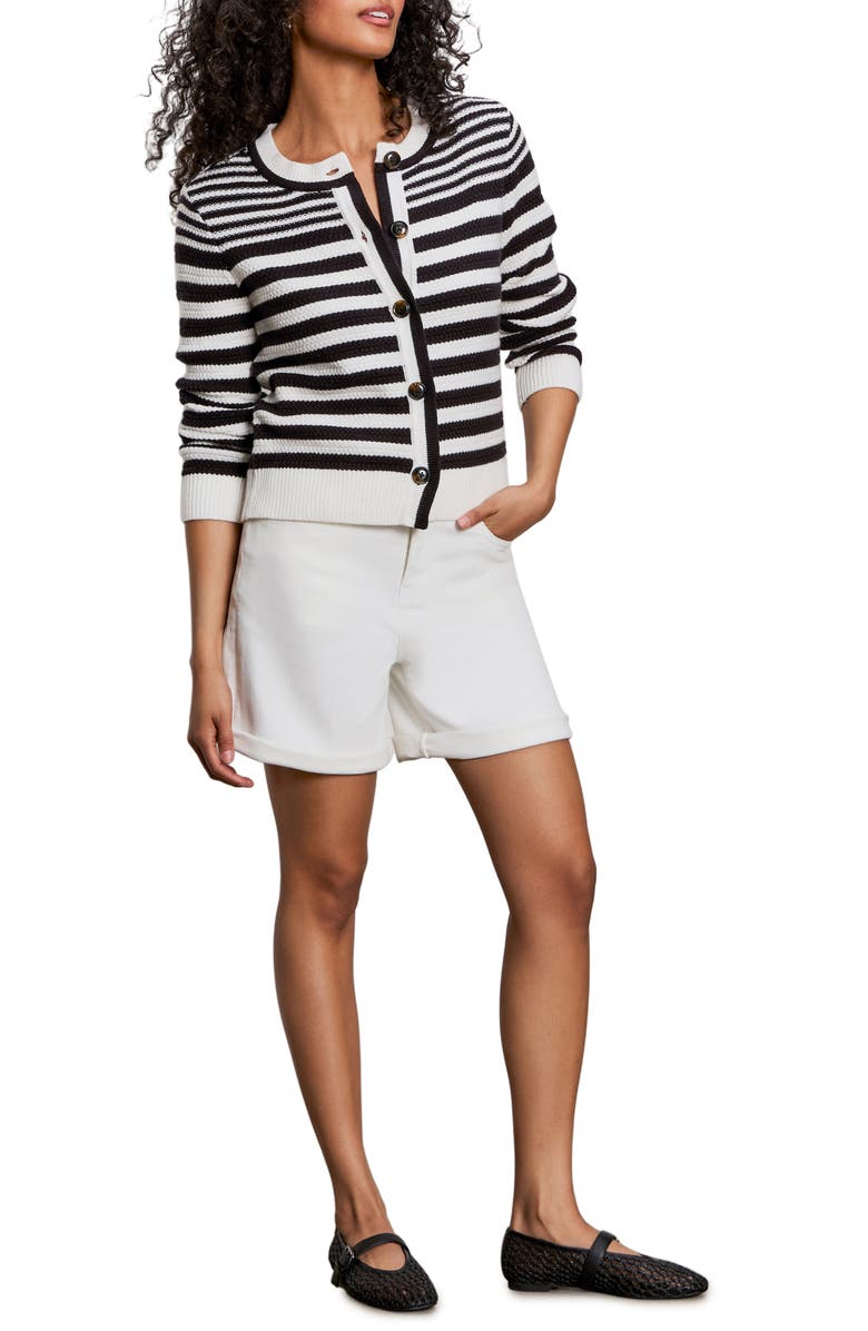 Sanctuary City Summer Stripe Cotton Cardigan, Alternate, color, Black/ White