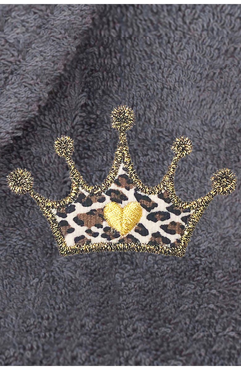 Linum Home Textiles Cheetah Crown Design Embroidered Terry Bathrobe, Alternate, color, Gray