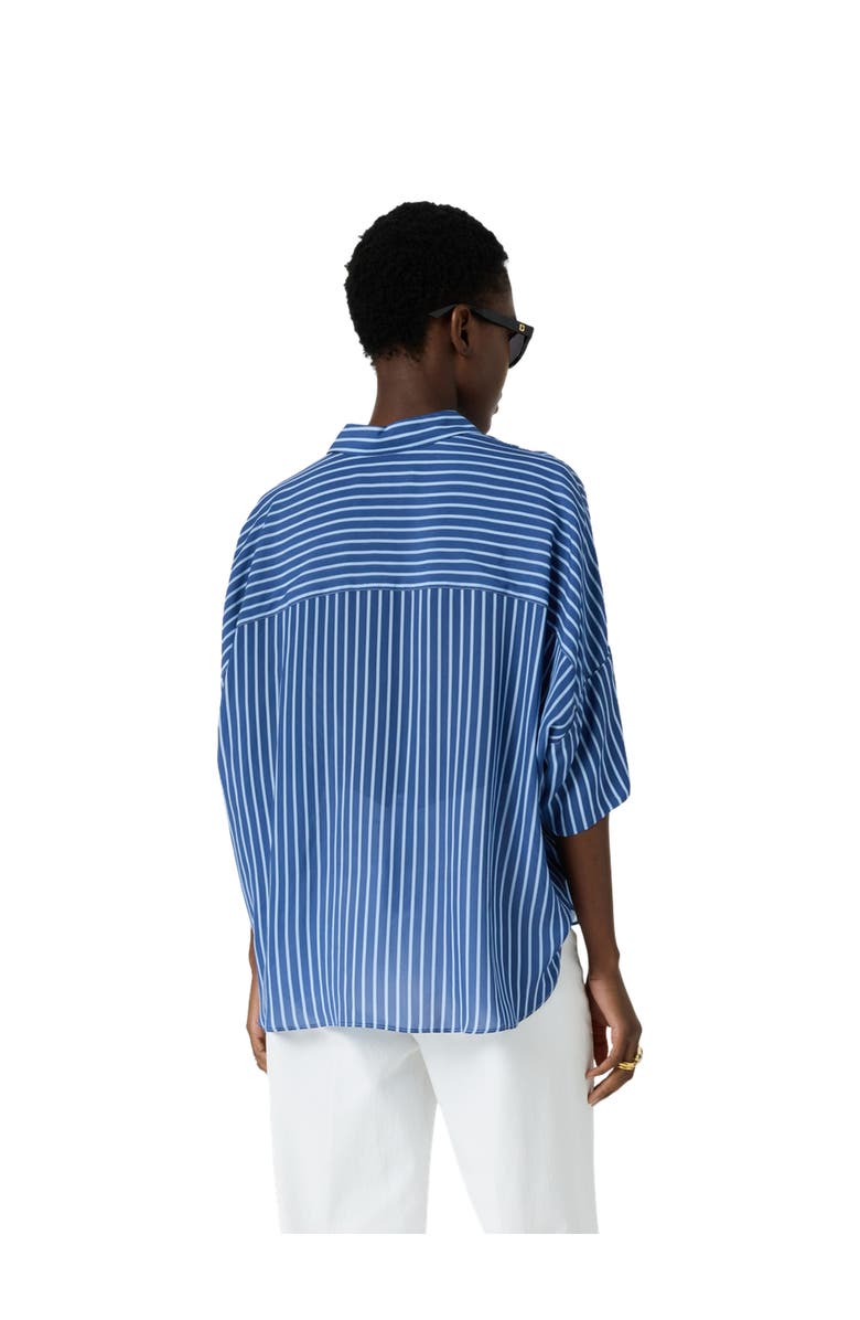 GERARD DAREL Crissy Draped Three-Quarter Sleeve Shirt, Alternate, color, Indigo