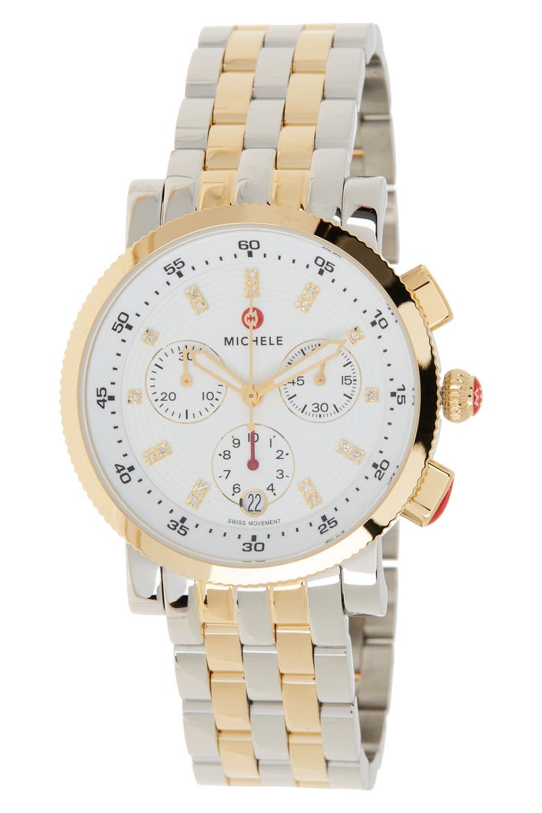 Women's Diamond Accent Two-Tone Sport Sail Watch, 38mm - 0.06ctw, Main, color, TWO-TONE